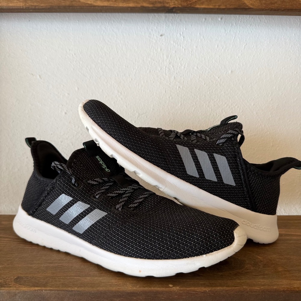 Adidas Cloudfoam Pure 2.0 Black Silver Running Sneakers Women's‎ 9.5 EG3848